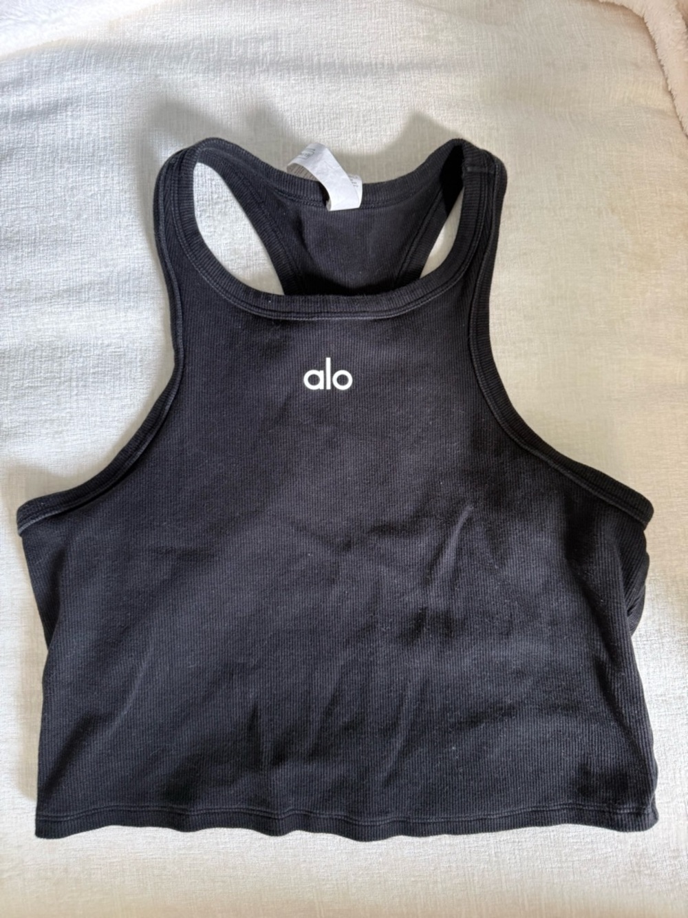 ALO Yoga Black Ribbed Scoop Neck Tank